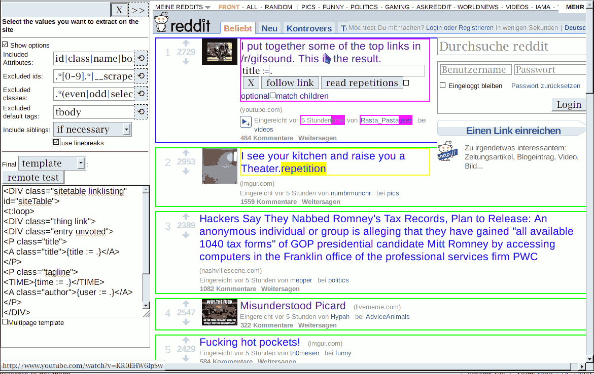 xidel html xml json data extraction tool how to format a link on reddit
